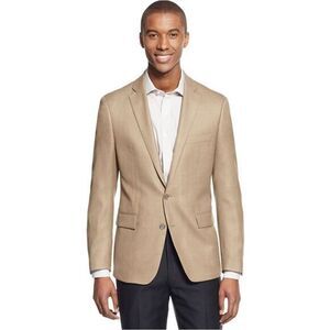 Oscar De La Renta Men Sports Linen Blazer with Buttons Tan Sz 48 Bust